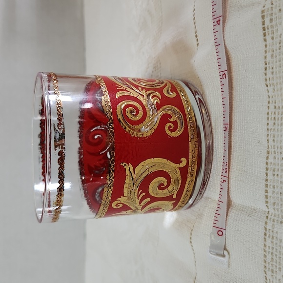 Culver Red with Gold Scroll Lowball Glasses Set of 5 - Picture 8 of 9